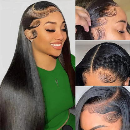 250% Density Long and Straight HD Front Lace Glueless Wig 100% Human Hair