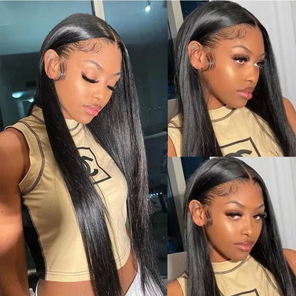 250% Density Long and Straight HD Front Lace Glueless Wig 100% Human Hair